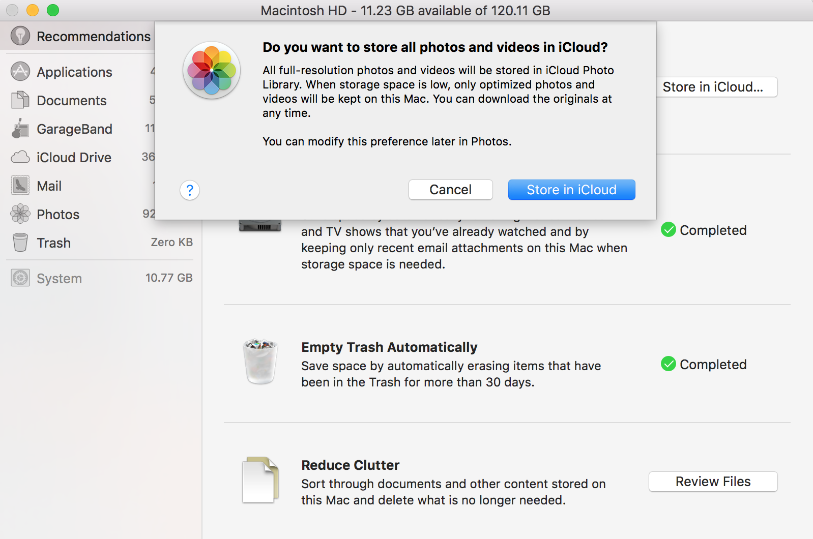 Как освободить место на Mac: хранить в iCloud