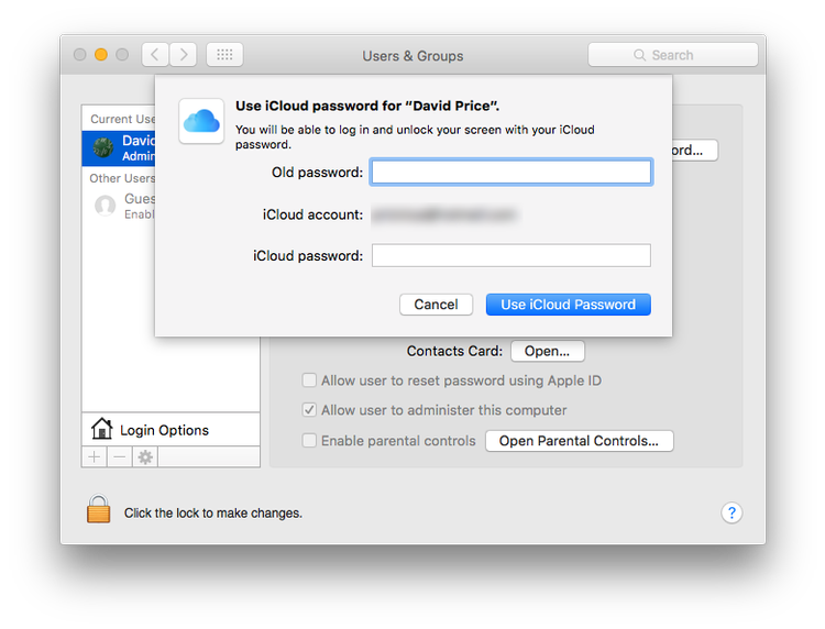 Как разблокировать Mac с помощью iCloud - Сменить пароль