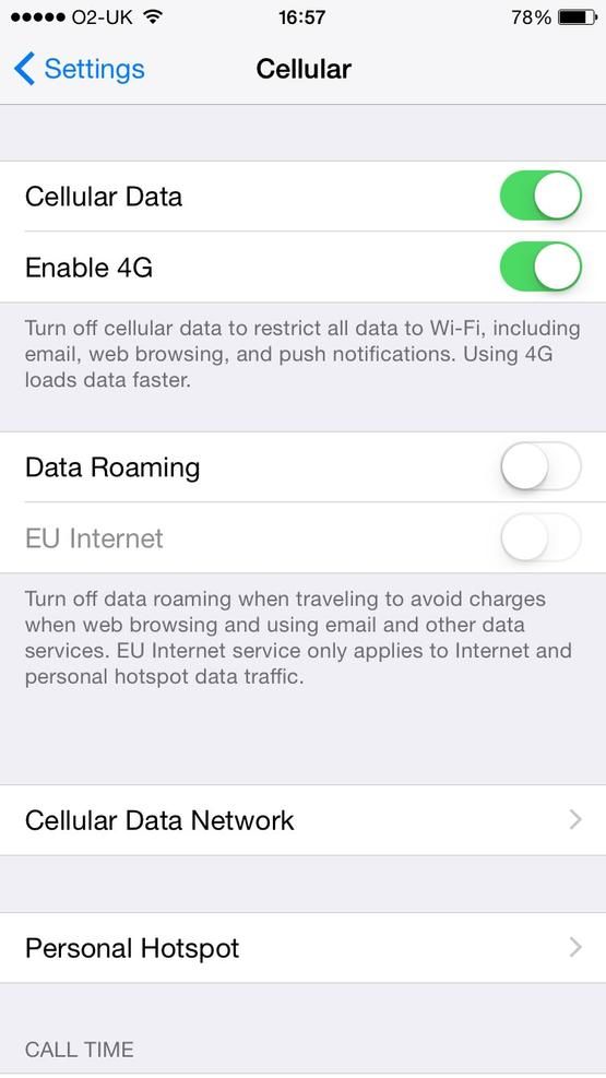 Отключите 3G и 4G данные на вашем iPhone