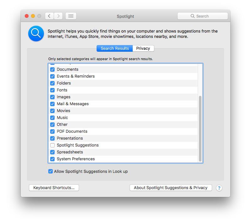 Как защитить конфиденциальность на Mac: предложения Spotlight