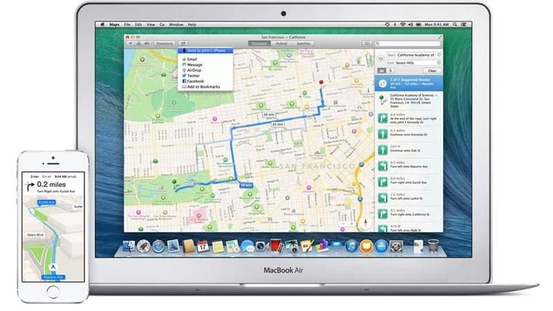 Отправить карты на iPhone с вашего Mac