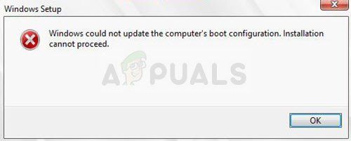 Windows не может обновить компьютер's boot configuration