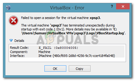 Не удалось открыть сеанс для виртуальной машины. Виртуальная машина неожиданно прервалась во время запуска с кодом выхода (0x1).