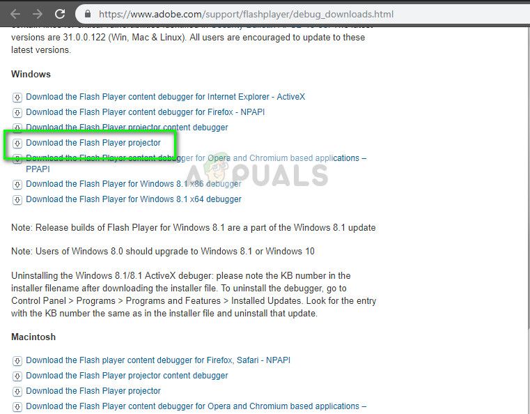 Adobe Flash Player Проектор скачать для Windows 10