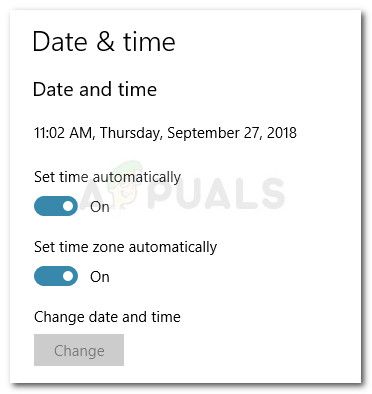 Автоматические настройки даты и часового пояса