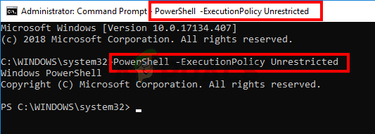 Тип PowerShell -ExecutionPolicy Неограниченный в cmd
