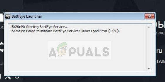 Не удалось инициализировать службу BattlEye: ошибка загрузки драйвера (1450) в Windows 10