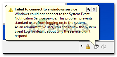 Windows не может подключиться к службе уведомлений о системных событиях