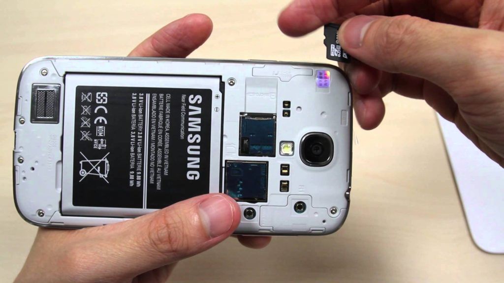 удалить SD-карту Samsung