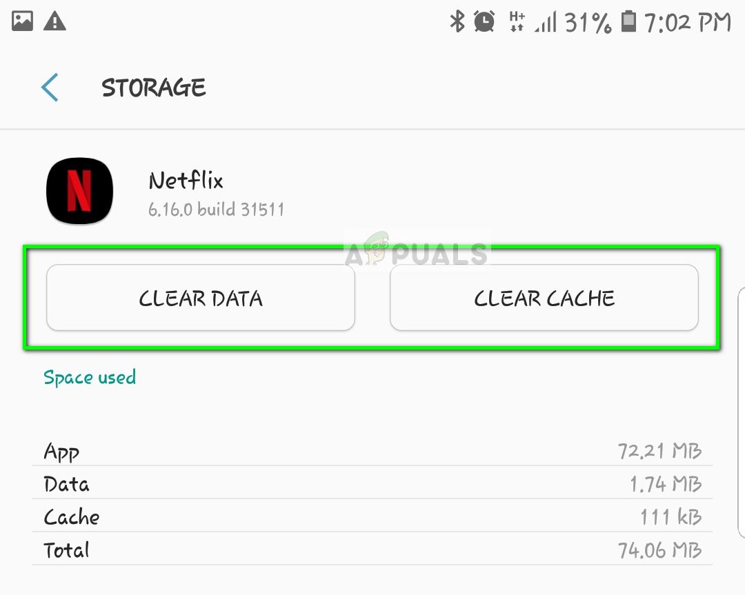 Очистка данных и кеша - приложение Netflix