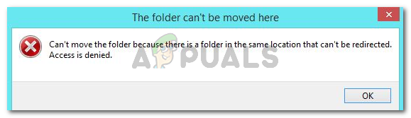 Можно't move the folder because there is a folder in the same location that can't be redirected. Access is denied