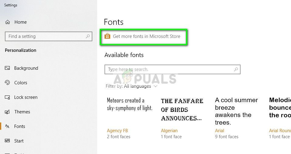 Шрифты из Магазина Microsoft