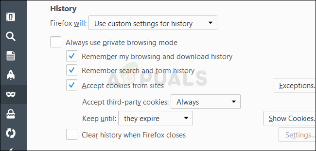 Firefox - принимать сторонние куки