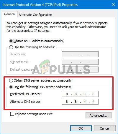 Выберите Использовать следующие адреса DNS-серверов и введите адреса.