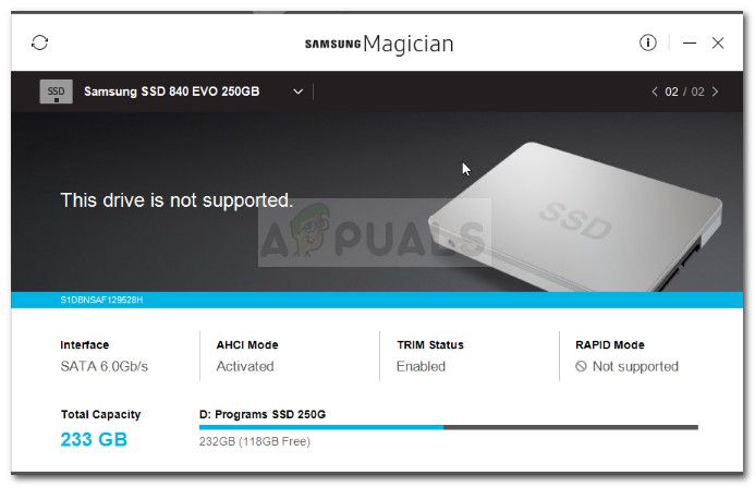 Samsung Magician - диск не поддерживается