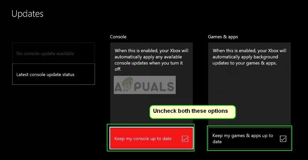 Отключение автоматических обновлений - Xbox One