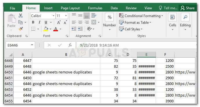 Дублированные строки в Excel