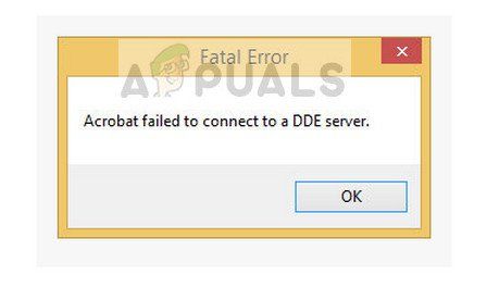 Неустранимая ошибка: Acrobat не удалось подключиться к серверу DDE