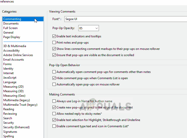 Отключение функций безопасности - Acrobat в Windows 10