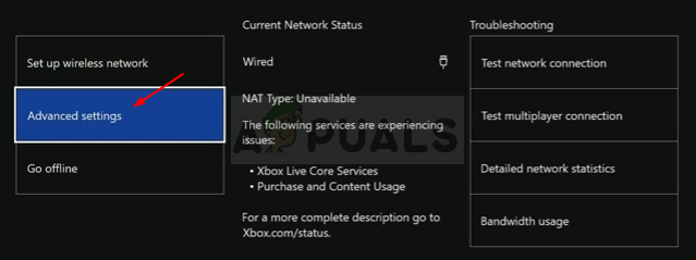 Xbox One Расширенные настройки сети
