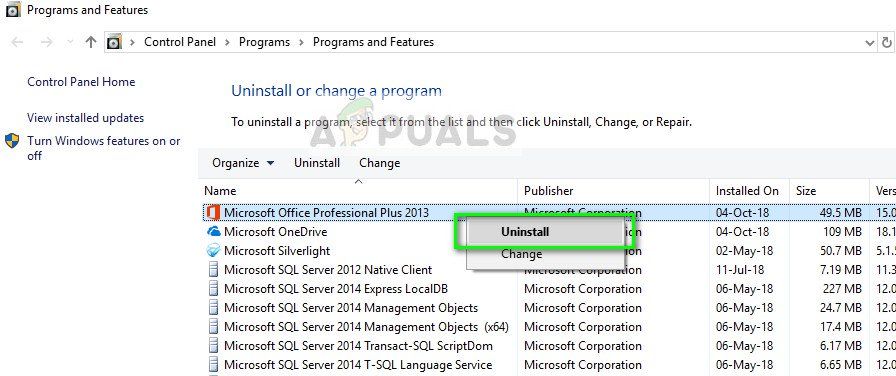 Удалить Microsoft Office - Диспетчер приложений