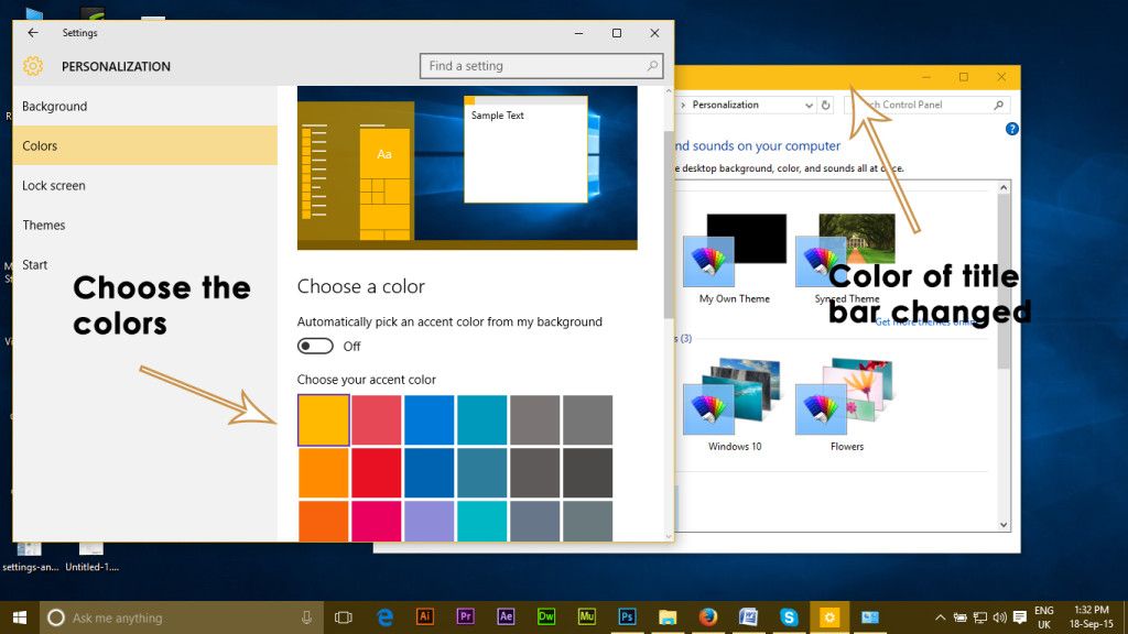 Цвет строки заголовка в Windows 10 - 7
