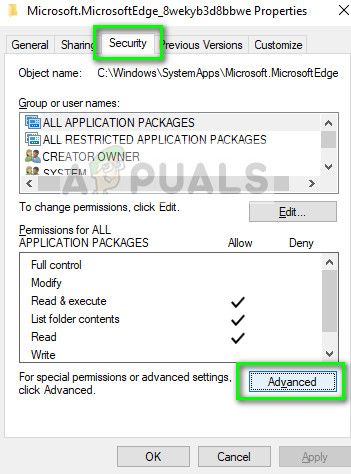 Расширенные свойства Microsoft Edge в Windows 10