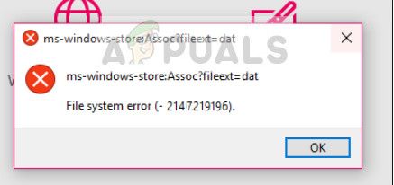 Ошибка файловой системы -2147219196 в Windows 10