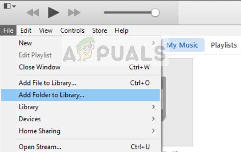 Импорт папок в iTunes в Windows 10