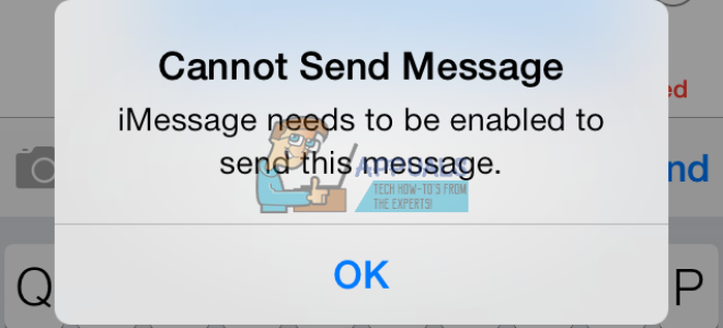 Исправлено: iMessage должен быть включен, чтобы отправить это сообщение —