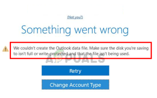 Исправлено: мы не смогли создать файл данных Outlook —
