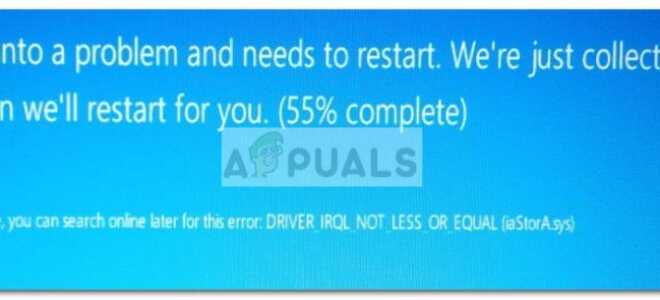 Исправлено: синий экран iaStorA.sys —