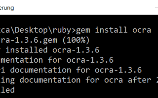 Как создать исполняемый файл (.exe) из сценария Ruby в Windows, используя OCRA