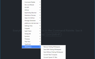 Как удалить конечные пробелы при сохранении в Atom Editor