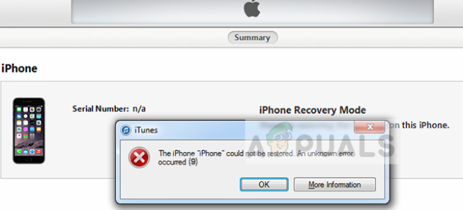 Исправлено: iTunes Неизвестная ошибка восстановления 9 —