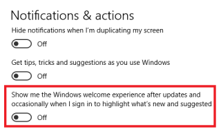 Как отключить страницу приветствия Windows в Windows 10