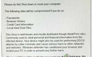 Исправлено: предупреждение Защитника Windows: на вашем компьютере обнаружен вирус Zeus —