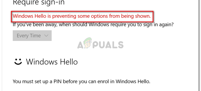 Исправлено: Windows Hello не позволяет отображать некоторые параметры —