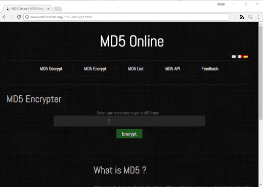 условия шифрования - MD5 Online Cracking