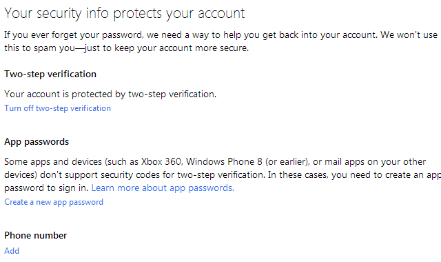 Microsoft-счет включение-двухфакторной аутентификации
