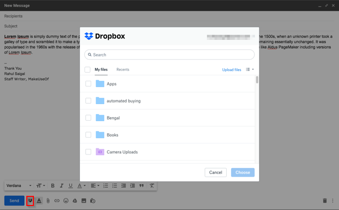 отправлять большие файлы с Dropbox