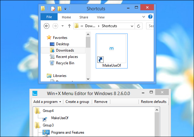 добавление веб-ярлык к безнадежному-х-меню