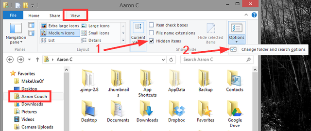 7 Объединение учетных файлов - показать скрытые файлы