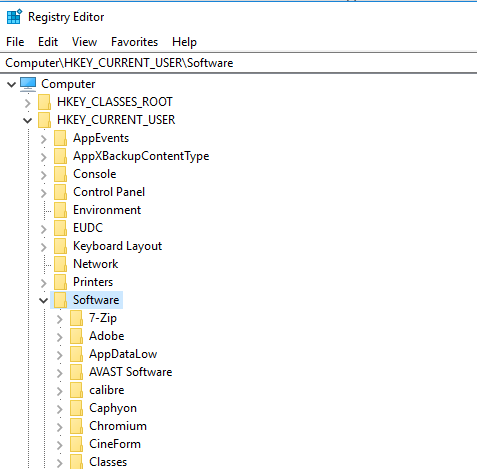 Реестр Windows Реестр Windows HKEY_Current_User / Программное обеспечение