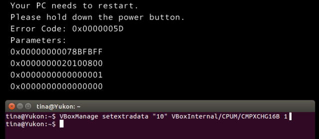 VirtualBox Ваш компьютер должен перезагрузить ошибку