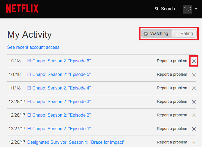 Как удалить недавно просмотренные на Netflix netflix удалить шоу 670x488