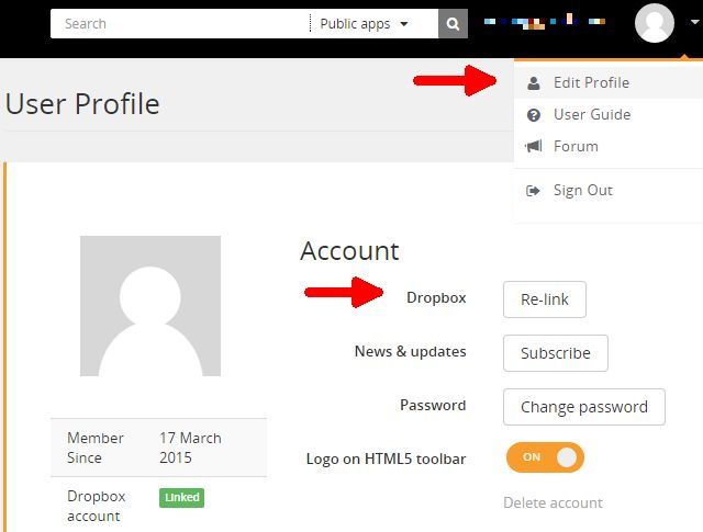 Настройка Dropbox для Cameyo