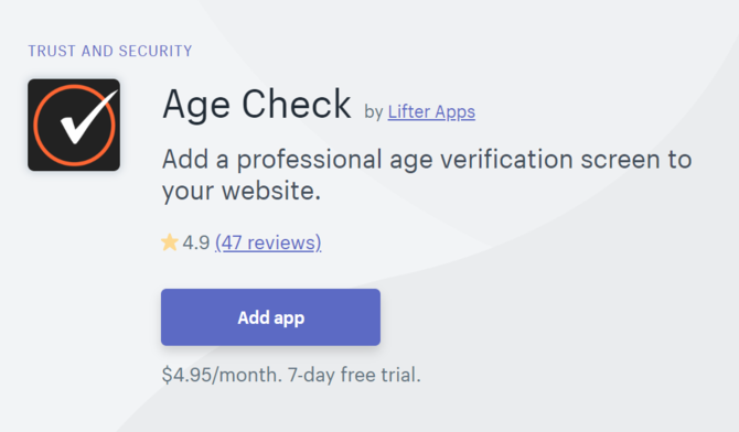 Проверка возраста Shopify App Security Проверка возраста