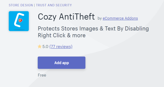 Уютное приложение AntiTheft Shopify Security