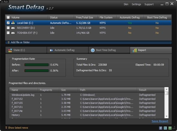 IObit Smart Defrag: превосходный инструмент дефрагментации и оптимизации жесткого диска [Windows] Отчет по пользовательскому интерфейсу